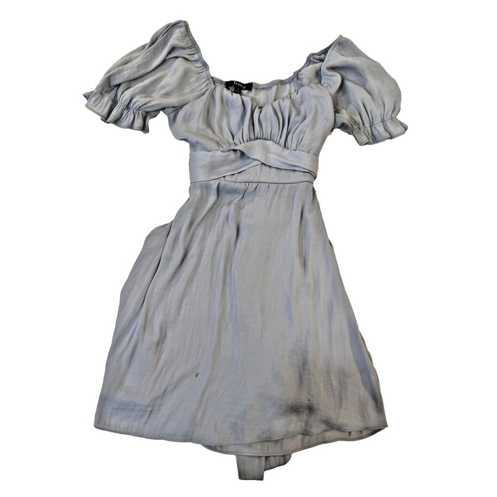 Trixxi  Dress‎ Women's SM Blue Puff Sleeve Ruched Waist Feminine Cottagecore - Picture 2 of 6